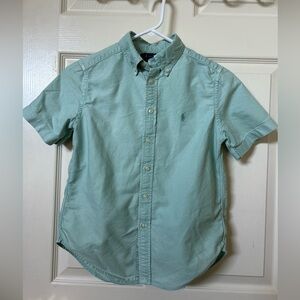 Polo Ralph Lauren Boys Light Green Button Down Short Sleeve Shirt Size M (10-12)